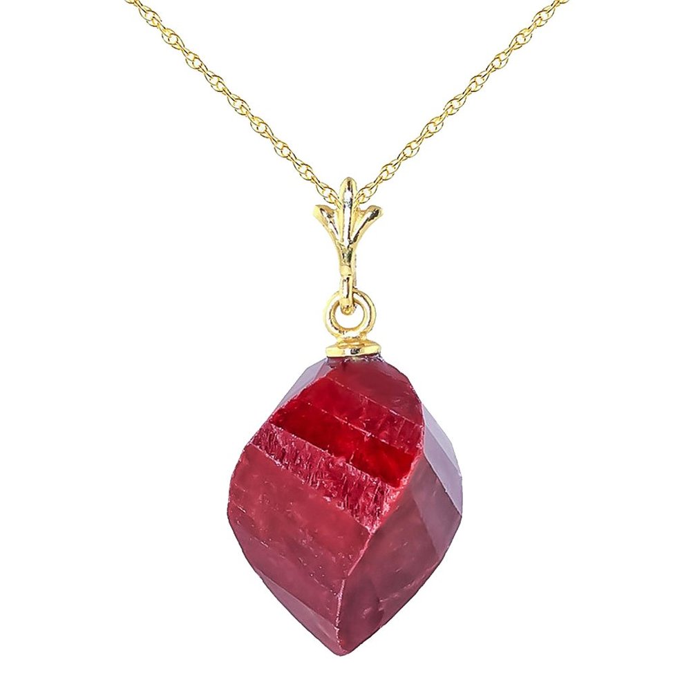 14K. GOLD NECKLACE WITH TWISTED BRIOLETTE RUBY - Picture 1 of 6